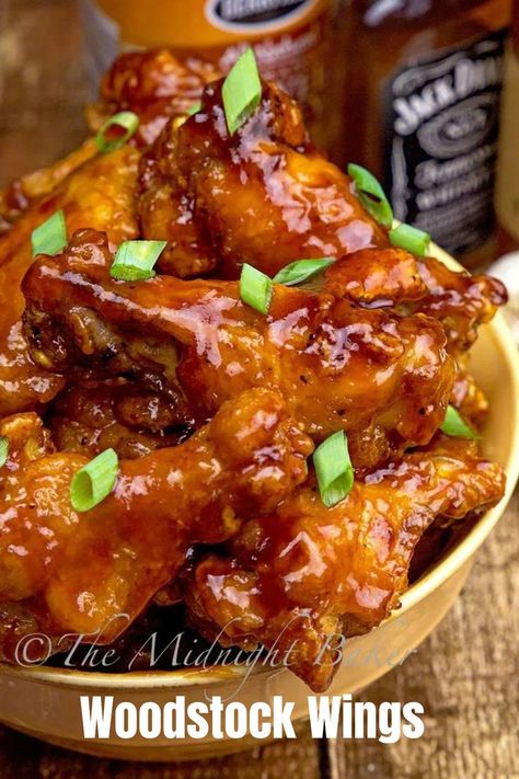 These chicken wings are inspired by the woodstock festival. Make for game day or tailgating appetizer. American Meals, Sticky Wings, Wings Recipes, Woodstock Music, Woodstock Ny, Best Wings, Bbq Wings, Turkey Wings, Shopping Shoes