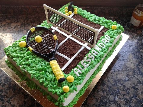 tennis cake Tennis Cake Ideas Birthdays, Tennis Cakes, Tennis Cake, Tennis Birthday, 7th Birthday Cakes, Pickle Ball, 7th Birthday, Themed Cakes, Cake Ideas