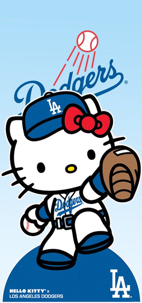 La Dodgers Drawing, Baseball Iphone Wallpaper, Dodgers Hello Kitty, Hello Kitty Dodgers, Dodger Tattoos For Women, Dodgers Drawing, Dodgers Wallpaper Iphone, La Dodgers Wallpapers, Baseball Wallpaper Aesthetic