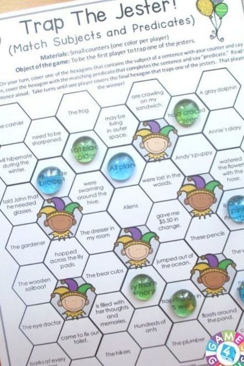 Subject And Predicate Games, Ela Rotations, Complete Predicate, Simple Predicate, Subject Predicate, 3rd Grade Grammar, Sentence Types, Complete Subject, Grammar Games