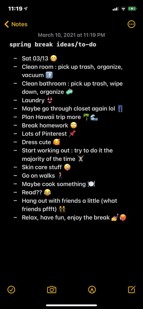 Kind of boring spring break, but productive #list #springbreak #school Start Working Out, Pick Up Trash, Productive Things To Do, Things To Do Alone, Clean Room, Hawaii Travel, Spring Break, Things To Do, How To Plan