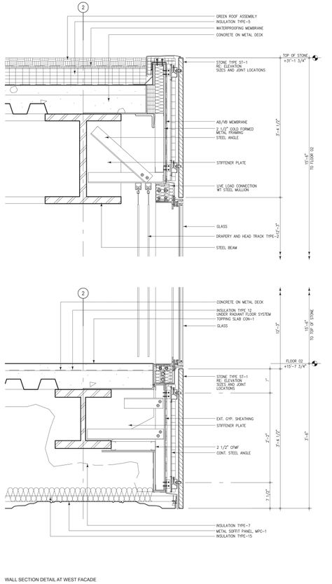 OMA - Office of Metropolitan Architecture, Iwan Baan · Milstein Hall Section Detail Architecture, Building Section Architecture, Steel Facade Architecture, Steel Structure Architecture, Milstein Hall, Section Drawing Architecture, Technical Architecture, Iwan Baan, Construction Details Architecture