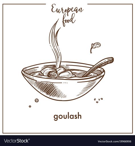 Bowl Of Soup Drawing, Bowl Sketch, Soup Drawing, Soup Illustration, Spoon Drawing, Earth Night, Soup Menu, Inktober Ideas, Goulash Soup