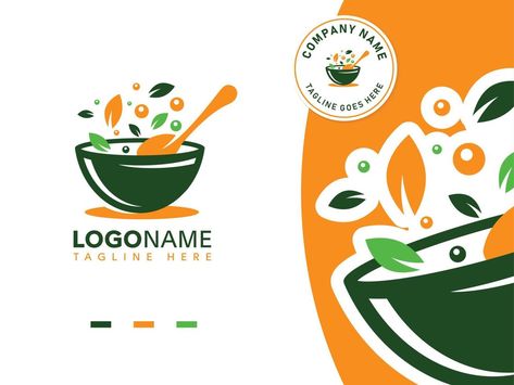 salad bowl vegetarian food logo template Salad Branding, Health Food Logo, Salad Logo, Salad Names, Delicious Salad Recipes, Bowl Logo, Food Logo, Poster Drawing, Health Logo