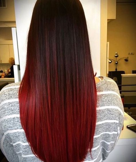 Hair Goals Color, Black And Red Hair, Black Hair Ombre, Black Red Hair, Red Ombre Hair, Brown Ombre Hair, Ombre Hair Blonde, Hair Color Crazy, Long Red Hair