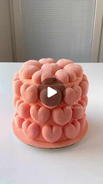 Victoria Rakytska on Instagram: "Magic Pink Cake with chocolate hearts 💕   Tag someone who needs a cake like this for Valentine’s Day 🥰  #valentinesdecorating #valentinescake #pinkcake" Chocolate Heart Cake, Victoria Cake, Pink Heart Cake, Heart Biscuits, Cube Cake, Biscuit Cake, Chocolate Hearts, Heart Cake, Whipped Topping