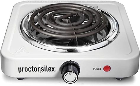 Amazon.com: Proctor Silex Electric Single Burner Cooktop, Compact and Portable, Adjustable Temperature Hot Plate, 1200 Watts, White & Stainless (34106): Home & Kitchen Dish Warmer, Single Burner, Clean Plates, Keep Food Warm, First Thing In The Morning, Best Appliances, Hot Plates, Electric Stove, Hot Plate