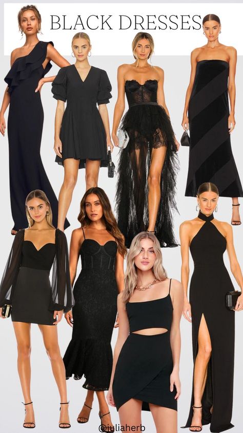 Black dresses Black Dresses Wedding, Elegant Black Dresses, Long Dress Wedding Guest, Little Black Dress Formal, Formal Dresses Black, Black Dress Outfit Party, Dresses Fancy, Black Dresses Classy, Elegant Black Dress