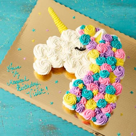 Unicorn Pull Apart Cupcakes, Publix Birthday Cakes, Unicorn Cupcake Cake, Cupcake Template, Pull Apart Cupcake, Cupcake Videos, Pull Apart Cupcake Cake, Owl Cupcakes, Pull Apart Cake