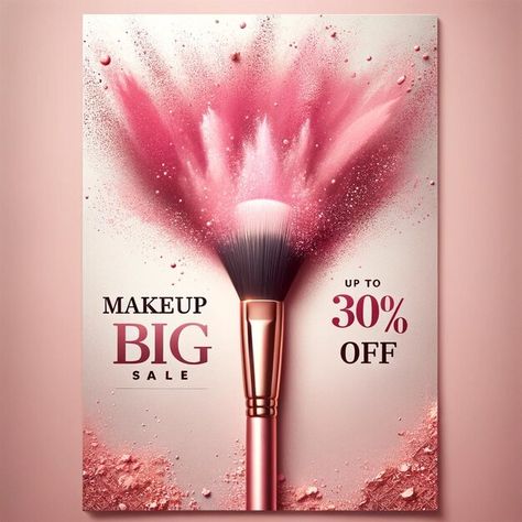 Photo a poster for makeup sale with a pi... | Premium Photo #Freepik #photo Makeup Posters Advertising, Makeup Artist Poster Design, Makeup Offer Poster, Online Makeup Class Poster, Makeup Flyer Design Make Up, Makeup Sale, Pink Glitter, Glitter, Makeup