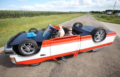 using two vehicles, rick sullivan has pieced together what is seemingly an upside down pickup truck, with four wheels spinning autonomously in the air. Strange Cars, Duramax Diesel, Lamborghini Veneno, Jeep Commander, Weird Cars, Ford Pickup, Diesel Trucks, Unique Cars, Jeep Cherokee