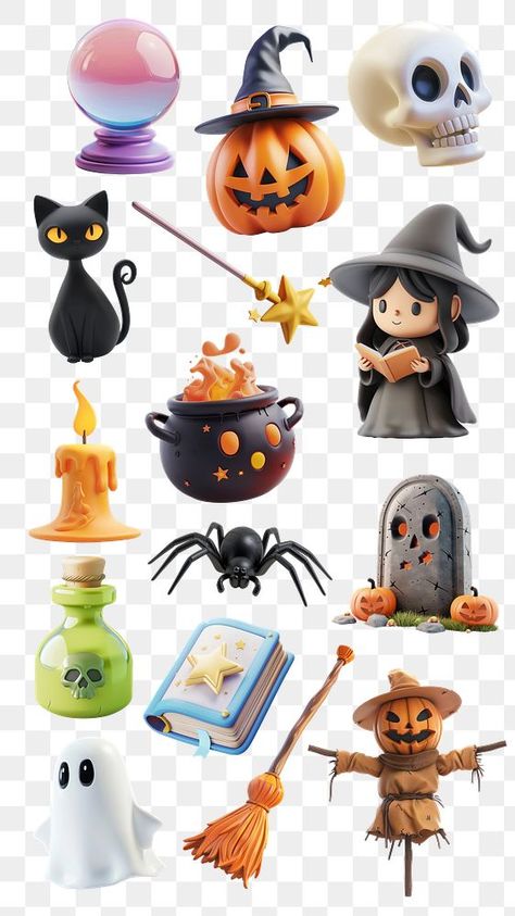 Tiny Characters, Cute Png, Candle Halloween, Bubble Wand, Halloween Elements, Art Toys Design, Halloween 3d, Skull Candle, Cute Candles