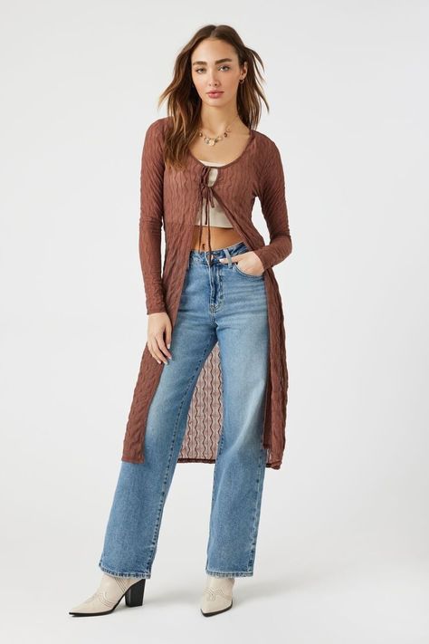 Longline Cardigan, Tie Front Cardigan, Long Cardigan, Long A Line, Scoop Neckline, Knit Cardigan, Fitness Models, Forever 21, Comfort Fit