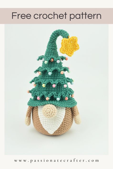 Crochet Gnomes Pattern Free, Tree Gnome, Christmas Crochet Patterns Free, Crocheted Christmas, Crochet Tree, Christmas Crochet Pattern, Crochet Christmas Gifts, Crochet Xmas, Crochet Christmas Trees