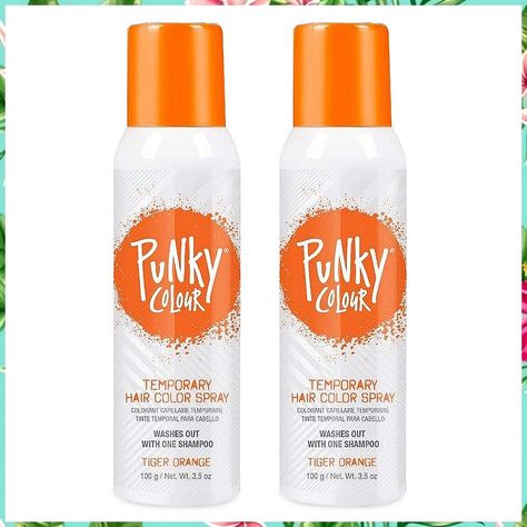 Punky Temporary Hair Color Spray, Tiger Orange, Non-Sticky, Non-Damaging Hair Dye Instant Vivid Hair Color, 3.5 oz, 2-Pack Non Permanent Hair Dye, Fall Hair Dye, Temporary Hair Color Spray, Tiger Orange, Punky Color, Hair Color Spray, Vivid Hair, Vivid Hair Color, Hot Hair Colors