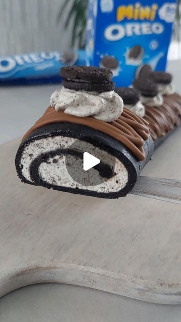 Barbara Bajon on Instagram: "The most easy and delicious no bake oreo dessert!, 
All you need to do is crush finely 300g oreo cookies take out 2 tbsp( for cream) Add 70ml milk and mix with spatula until dough firms.
Put baking paper, oreo dough, and one more baking paper sheet on top and roll it out until around half cm thick.
 for cream ,mix until smooth 270ml double cream, 1tbsp icing sugar and few drops of vanilla, mix until smooth,
add 2 tbsp oreo biscuits and mix until combined, put cream on rolled oreo dough, spread it evenly.
 roll up the dough and place it
 in the freezer for 1 hour. 
 Drizzle with melted chocolate decorate with cream and oreo cookies,
Absolutely delicious 😋 
#oreodessert #nobakecake #asmrsounds #easyrecipe #oreo" Oreo Dough, Oreo Cake Roll, No Bake Oreo Dessert, Oreo Cookie Cake, Oreo Biscuits, Double Cream, Best Sweets, Oreo Dessert, Oreo Cake