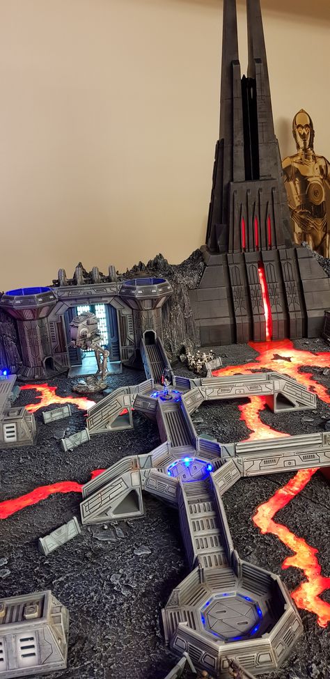 Star Wars Legion Mustafar Table Star Wars Legion Diorama, Star Wars Dioramas, Star Wars Legion Empire, Star Wars Terrain, Mustafar Star Wars, Starwars Diorama, Star Wars Legion Terrain, Minecraft Star Wars, Star Wars Legion Miniatures