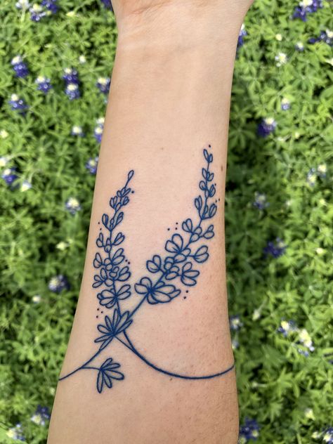 bluebonnet tattoo Blue Ink Tattoos Small, Blue Simple Tattoo, Blue Bonnets Tattoo, Blue Outline Tattoo, Bluebonnet Tattoo Black And White, Blue Bonnet Tattoo Simple, Dainty Bluebonnet Tattoo, Blue Linework Tattoo, Bluebonnet Tattoo Small