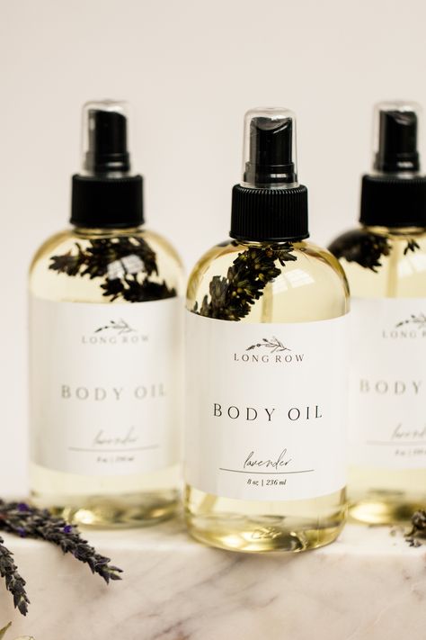 One of our favorite miracles in a bottle. This lavender body oil provides the perfect amount of soothing hydration with lasting effects. It’s best used as an after-bath moisturizer or massage oil. How to Use Spritz on skin and massage evenly. Ingredients Sweet almond oil, avocado oil, olive oil, jojoba oil, lavender essential oil 8 oz. Bath Oil, Body Oil Packaging, Diy Natural Deodorant, Body Oil Spray, Skin Facts, Hair Care Recipes, Toxic Skincare, Skincare Products Photography, Skincare Packaging