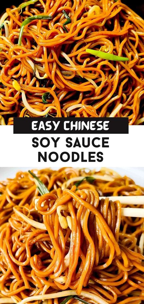 Simple, easy and super yum 15 minute noodles! These Cantonese soy sauce noodle stir fry (chow mein) are often served as a side dish (similar to fried rice), accompanied by various meat, vegetable dishes and dim sum dishes. Chow Mein Sauce Recipe, Egg Noodle Stir Fry, Easy Chow Mein Recipe, Chinese Stir Fry Sauce, Noddle Recipes, Vegan Chow Mein, Soy Sauce Noodles, Stir Fry Noodles Recipe, Noodles Stir Fry