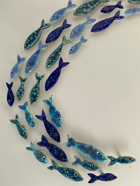 Beach Art Diy, Enameling Jewelry, Clay Fish, Fish Artwork, Fish Wall Decor, Clay Diy Projects, Clay Crafts Air Dry, Fish Wall Art, Ceramic Fish