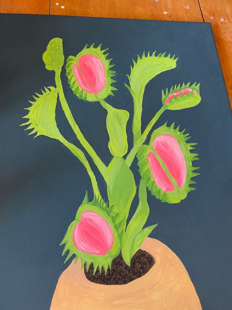 Acrylic painting Venus Fly Trap Painting, Venus Flytrap, Fly Trap, Acrylic Painting Tips, Fly Traps, Venus Fly Trap, Painting Art Projects, Wall Painting, Art Projects