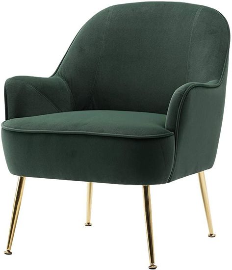 Goujxcy Accent Chair with Golden Legs, Velvet Modern Armchair Chair Lounge Chair Sofa Side Chair for Living Room Bedroom (Dark Green) Accent Chairs For Living Room Modern, Dark Green Chair, Green Accent Chair, Bedroom Dark, Chairs For Living Room, Chair Lounge, Green Armchair, Chair For Living Room, Velvet Accent Chair