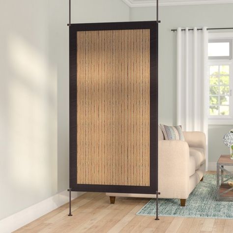 Ideal for smaller spaces like lofts and studio apartments, this distinctive room divider separates while also adding seaside-inspired style. Featuring a folding design that can fit to most ceiling heights, its frame is crafted of wood while the centre's finish contrasts. Try it between your bed and the living area for a little extra privacy, plus a playful taste of the tropics. Or, if there's a corner of the master suite going unused, just put this piece to work! Once you have that sp... Metal Room Divider, Fabric Room Dividers, Portable Room Dividers, Bamboo Room Divider, Sliding Room Dividers, Living Room Divider, Wooden Room Dividers, Tension Rods, Breezy Style