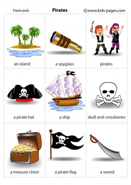 Pirates 1 flashcard Pirate Vocabulary, Pirate Words, Pirate Preschool, Pirates Theme, Pirate Card, Pirate Pictures, Animal Illustration Kids, Pirate Activities, Treasure Hunt Games