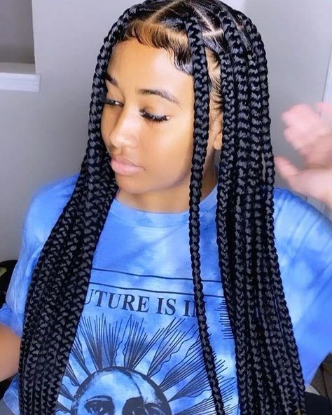 Big Box Braids Hairstyles, Feed In Braids Hairstyles, Goddess Braids Hairstyles, African Hair Braiding Styles, Long Box Braids, Box Braids Hairstyles For Black Women, Braids Hairstyles Pictures, Twist Braid Hairstyles, Box Braids Styling