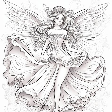 So why wait? Dive into the magical realm of Fairy Princesses and unlock the true potential of your coloring skills. ✨👑 Allow your creativity to soar as you paint these pages with your favorite coloring tools, and watch the glowing reviews and soaring sales come pouring in! Princess Coloring Pages For Adults, Fairy Coloring Pages For Grown Ups, Fairy Colouring Pages, Princesses Coloring, Pikachu Coloring Page, Fairy Coloring Book, Coloring Pages For Grown Ups, Fashion Coloring Book, Disney Princess Coloring Pages