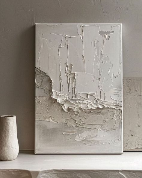 Textured Artwork Abstract, Textured Paintings On Canvas, Floating Nightstand Ideas, Structure Painting, Luxury Minimalism, Minimalism Decor, Abstract Painting Acrylic Modern, Wabi Sabi Art, Diy Abstract Canvas Art