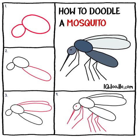 How to Doodle a Mosquito Mosquito Paper Craft, How To Draw A Mosquito, Mosquito Drawing Easy, Mosquito Craft, How To Draw Bugs, Mosquito Drawing, How To Draw Insects, Mothers Day Crafts Preschool, Bugs Drawing