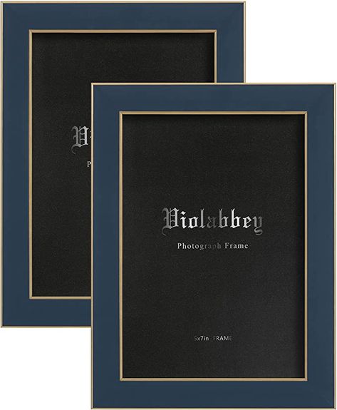 Amazon.com - Violabbey 5x7 Picture Frames Dark Blue Set of 2, Modern Style 5 by 7 Photo Frame, High Definition Tempered Real Glass, Wall or Tabletop Display - 5x7 Picture Frames, 8x10 Picture Frames, Picture Frame Sizes, 4x6 Picture Frames, Diploma Frame, Support Wall, Blue Picture Frames, Wood Plastic Composite, Photo Frame Design