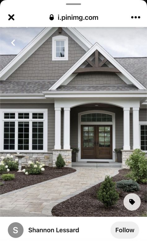 Barndominium Gray Exterior, 2023 House Color Exterior, Exterior Siding Combinations, Gray Siding House Exterior, Gray Exterior Houses, Tan Exterior House, Exterior House Paint Color Combinations Modern, Siding Ideas Exterior Color Schemes, Taupe House Exterior