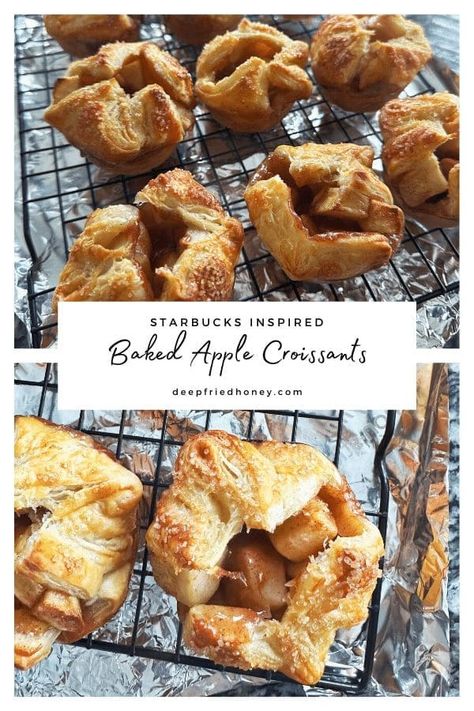 Baked Apple Croissants Apple Croissants, Apple Croissant, Apple Puff Pastry, Croissant Recipe, Diced Apples, Warm Apple, Baked Apple, Apple Filling, Apple Pies Filling