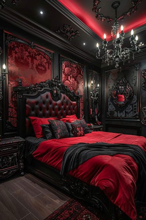 Gothic Bedroom Ideas, Dark Bedrooms, Moody Bedroom Ideas, Royal Bedroom, Fantasy Bedroom, Gothic Bedroom, Moody Bedroom, Dark Bedroom, Dark Home Decor