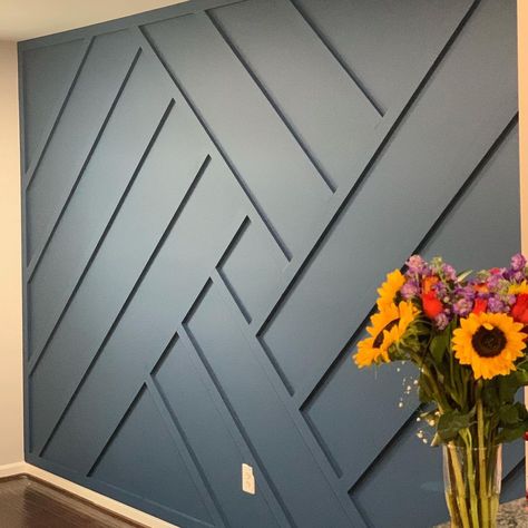 Feature Wall Geometric, Geometric Accent Wall Living Room, Geometric Wall Paneling, Large Feature Wall, Elegant Accent Wall, Stairs Wall Decor Ideas, Stairs Wall Decor, Geometric Accent Wall, Bathroom Remodel Plans