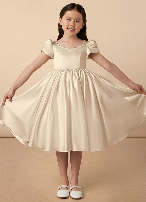 Satin Flower Girl Dresses, Champagne Flower Girl Dress, Champagne Flower Girl, Flower Girl Dresses Champagne, Military Ball Dresses, Sage Dress, Special Event Dresses, Lace Bride, Ivory Dresses