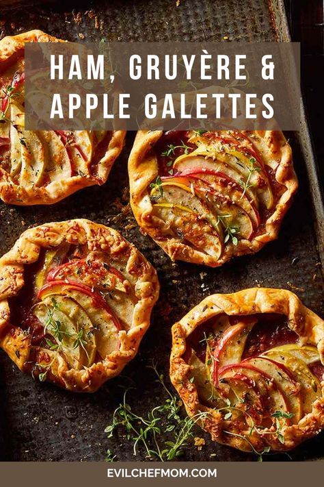 Ham, Gruyère & Apple Galettes Ham And Cheese Galette, Savory Galette, Ham Breakfast, Chicken Pho, Vietnamese Noodles, Apple Galette, Galette Recipe, Meat Pies, Simple Green Salad