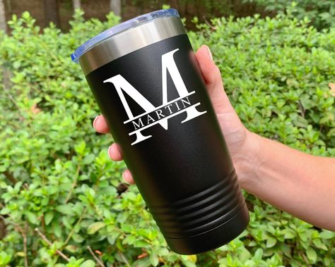 Personalized 20oz. Stainless Steel Tumblers! These personalized tumblers are the perfect long term gifts for Groomsmen Gifts, Birthday Gifts, Father's Day Gifts, Christmas Gifts and more! The Personalization is Printed-Sublimation and are permanent. (NOT VINYL) 20 ounces Fluid Capacity Stainless Steel Cup BPA FREE plastic lid with permanent hole Dual Wall Insulated Fits most any cup holder Powdercoated Finish *Hand Wash Only* Personalized Tumblers For Men, Tumblers For Men, Gifts For Groomsmen, Black Tumbler, Bachelor Party Gifts, Groomsmen Gifts Personalized, Lafayette La, Groomsman Gift, Groomsmen Proposal