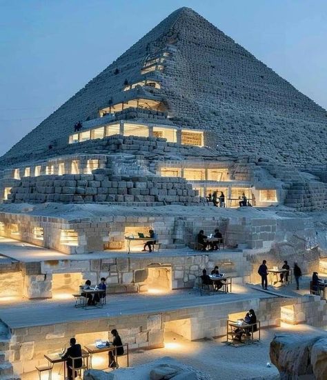 Pyramid House, Landscape And Urbanism Architecture, Pyramids Egypt, Egyptian Pyramids, Architecture Concept Drawings, Landscape And Urbanism, Baroque Architecture, Fantasy City, Fantasy Places