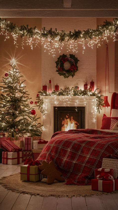 Cozy Living Room Christmas, Ideas For Rooms, Spain Christmas, Bloxburg Christmas, Christmas Bedrooms, Twinkling Tree, Christmas Cosy, Christmas Rooms, Decorated Living Room