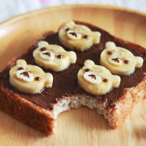 Toast Art, Choco Banana, Banana Toast, Homemade Nutella, Kawaii Cooking, Nutella Recipes, Japanese Dessert, Kawaii Food, Fun Kids Food