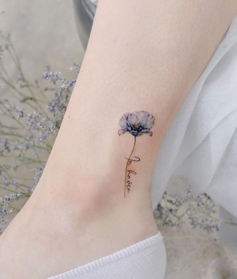 Blue Poppy Flower Tattoo, Himalayan Blue Poppy Tattoo, Blue Poppy Tattoo, Blue Poppy Flower, Poppy Flower Tattoo, Poppy Tattoo, Poppies Tattoo, Blue Poppy, Tattoo Idea