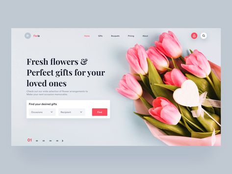 Flower & Gifts shop - Landingpage typography minimal pink gifts buy ecommerc shop flower header website web landingpage ux ui Flower Shop Website, Floral Website, Florist Website, Flower Header, Shop Banner Design, Flower Shop Design, Website Banner Design, Flower Logo Design, Graphic Design Cards