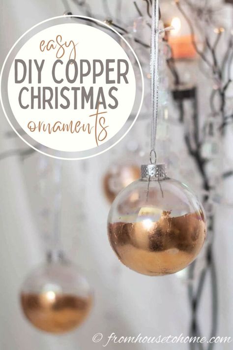 Copper Christmas Ornaments, Copper Christmas Tree, Copper Christmas Decor, Diy Tree Decor, Copper Ornaments, Diy Copper, Copper Christmas, Easy Christmas Ornaments, Christmas Tree Decorating Themes