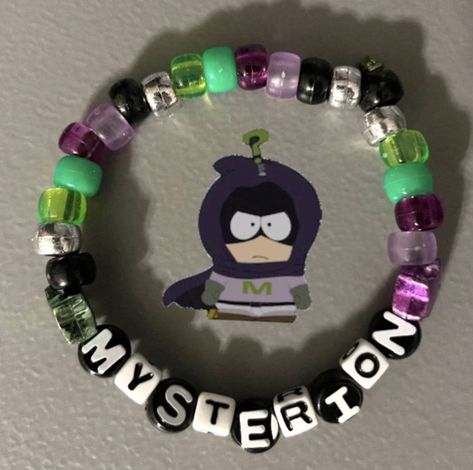 Mysterion South Park Bracelet South Park Diy Crafts, South Park Clay Bead Bracelet, Kenny Bracelet, Kandi Bracelets South Park, South Park Jewelry, Kandi South Park, South Park Bracelet Ideas, South Park Bracelet, South Park Crafts