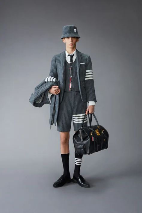 Thom Browne Pre-Fall 2021 Menswear Collection | Vogue Thom Browne Suit, Thom Browne Menswear, Thome Browne, Campaign Fashion, Pre Fall Collection, Fire Fits, Menswear Collection, High Fashion Street Style, College Fashion