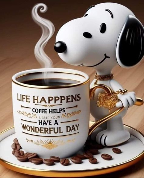 Snoopy Coffee, Coffee In Paris, Positive Memes, Peanuts Charlie Brown Snoopy, Snoopy Cartoon, Coffee Wallpaper, Snoopy Quotes, Coffee With Friends, Cute Good Morning Quotes